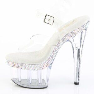 Dazzling Clear Platform Heels with Rhinestone Embellishments